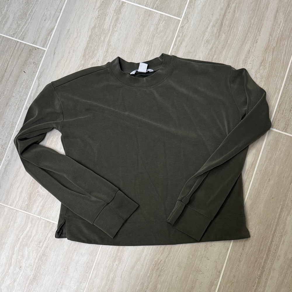 Athleta Olive Relaxed Crewneck Sweatshirt